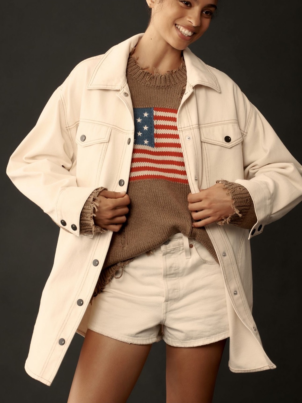 The Tillie Relaxed Denim Shacket by Pilcro